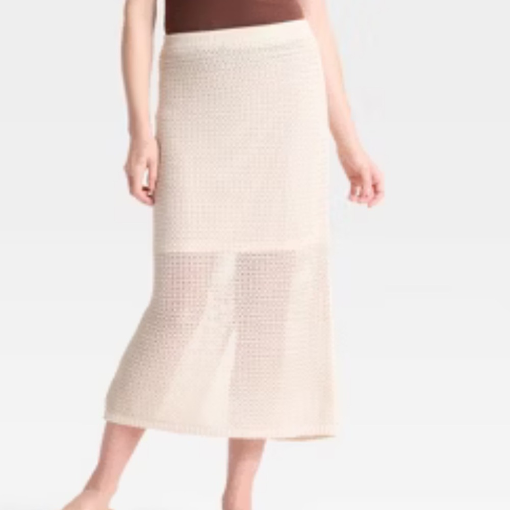 NWT a new day Elegant Cream Maxi Crochet Skirt plus size 4x